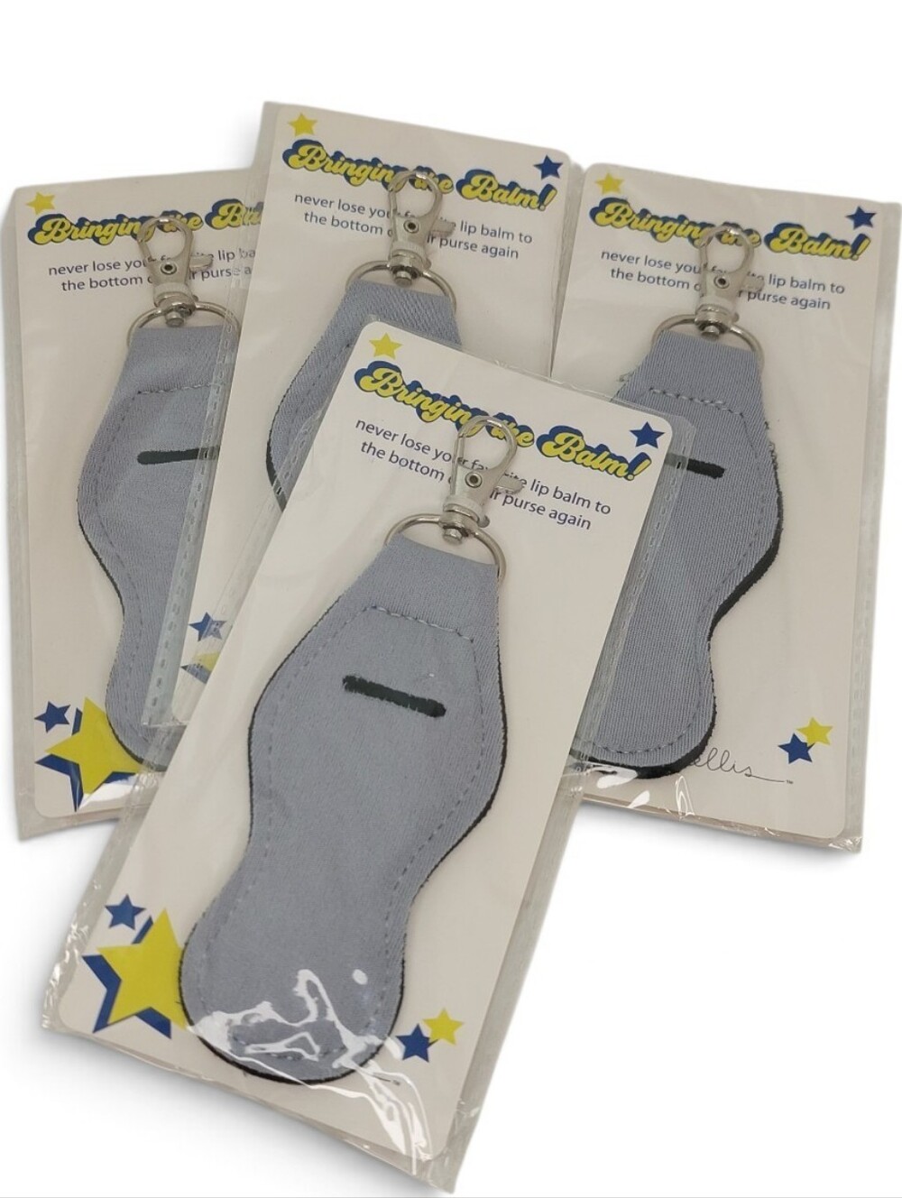 Ever Ellis Lip Balm Keychain Holder Wholesale Gifts Trinkets Set Of 4 Gray